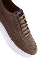 Erkek Vizon Bağcıklı Kalın Tabanlı Süet Deri Sneaker | Derimod Erkek Vizon Bağcıklı Kalın Tabanlı Süet Deri Sneaker | Derimod