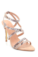 Women's Snake Printed Heeled Sandals | Derimod Women's Snake Printed Heeled Sandals | Derimod