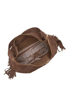 Woman Mink Tassel Suede Shoulder Bag | Derimod Woman Mink Tassel Suede Shoulder Bag | Derimod
