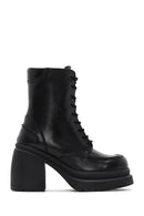 Women's Black Leather Platform Heeled Boots | Derimod Women's Black Leather Platform Heeled Boots | Derimod