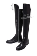 Woman Black Zippered Leather Boot | Derimod Woman Black Zippered Leather Boot | Derimod