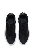 Men's Black Leather Studded Detailed Thick Soled Sneaker | Derimod Men's Black Leather Studded Detailed Thick Soled Sneaker | Derimod