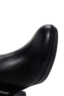 Women's Black Thick Heeled Zippered Leather Boots | Derimod Women's Black Thick Heeled Zippered Leather Boots | Derimod