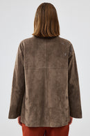 Jennifer Women's Mink Suede Leather Jacket | Derimod Jennifer Women's Mink Suede Leather Jacket | Derimod