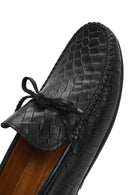 Erkek Siyah Kroko Desenli Deri Casual Loafer | Derimod Erkek Siyah Kroko Desenli Deri Casual Loafer | Derimod