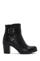 Women's Leather Buckle Heeled Boots | Derimod Women's Leather Buckle Heeled Boots | Derimod