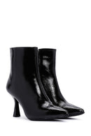 Women's Black Zippered Thin Heel Patent Leather Boots | Derimod Women's Black Zippered Thin Heel Patent Leather Boots | Derimod