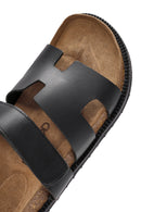 Women's Black Strappy Leather Slippers | Derimod Women's Black Strappy Leather Slippers | Derimod