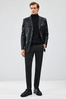 Kevin Erkek Siyah Blazer Deri Ceket | Derimod Kevin Erkek Siyah Blazer Deri Ceket | Derimod