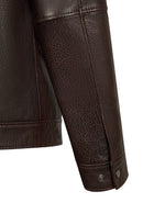 Reynold Male Brown Short Leather Jacket | Derimod Reynold Male Brown Short Leather Jacket | Derimod