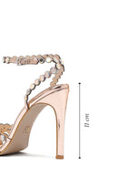 Women's Gold Stone High Thin Heel Sandals | Derimod Women's Gold Stone High Thin Heel Sandals | Derimod