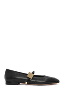Women's Black Buckle Detailed Leather Ballerinas | Derimod Women's Black Buckle Detailed Leather Ballerinas | Derimod