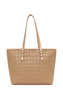Woman Beige Printed Shoulder Bag | Derimod Woman Beige Printed Shoulder Bag | Derimod