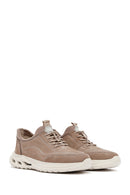 Men's Mink Lace-Up Nubuck Leather Sneaker | Derimod Men's Mink Lace-Up Nubuck Leather Sneaker | Derimod