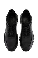 Erkek Siyah Bağcıklı Deri Casual Sneaker | Derimod Erkek Siyah Bağcıklı Deri Casual Sneaker | Derimod