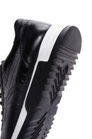 Erkek Siyah Bağcıklı Deri Casual Sneaker | Derimod Erkek Siyah Bağcıklı Deri Casual Sneaker | Derimod