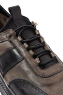 Erkek Siyah Bağcıklı Deri Sneaker | Derimod Erkek Siyah Bağcıklı Deri Sneaker | Derimod