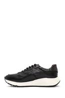 Erkek Siyah Kalın Tabanlı Bağcıklı Deri Sneaker | Derimod Erkek Siyah Kalın Tabanlı Bağcıklı Deri Sneaker | Derimod