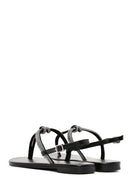 Women's Black Stone Flip Flops Sandals | Derimod Women's Black Stone Flip Flops Sandals | Derimod