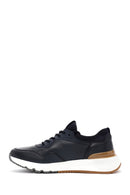 Erkek Lacivert Bağcıklı Deri Casual Sneaker | Derimod Erkek Lacivert Bağcıklı Deri Casual Sneaker | Derimod