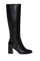 Women's Black Zippered Chunky Heel Boots | Derimod Women's Black Zippered Chunky Heel Boots | Derimod