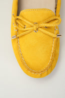 Suede Yellow Women's Leather Loafer | Derimod Suede Yellow Women's Leather Loafer | Derimod
