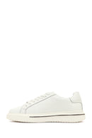 Men's White Lace-Up Thick-Soled Leather Sneaker | Derimod Men's White Lace-Up Thick-Soled Leather Sneaker | Derimod