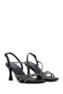 Women's Black Stone Evening Dress Thin Heel Sandals | Derimod Women's Black Stone Evening Dress Thin Heel Sandals | Derimod