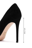 Kadın Siyah İnce Topuklu Süet Deri Stiletto | Derimod Kadın Siyah İnce Topuklu Süet Deri Stiletto | Derimod