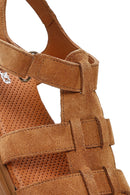 Women's Tan Suede Leather Ankle Buckle Sandals | Derimod Women's Tan Suede Leather Ankle Buckle Sandals | Derimod