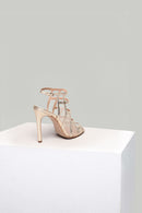 Women's Leather Heeled Sandals with Tulle Detail | Derimod Women's Leather Heeled Sandals with Tulle Detail | Derimod