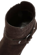Women's Brown Suede Leather Cowboy Boots | Derimod Women's Brown Suede Leather Cowboy Boots | Derimod