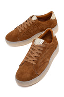 Kadın Taba Bağcıklı Süet Deri Sneaker | Derimod Kadın Taba Bağcıklı Süet Deri Sneaker | Derimod