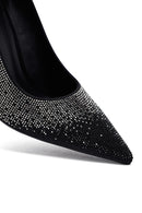Kadın Siyah Taşlı İnce Topuklu Deri Stiletto | Derimod Kadın Siyah Taşlı İnce Topuklu Deri Stiletto | Derimod