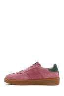 Women's Pink Lace-Up Suede Leather Sneakers | Derimod Women's Pink Lace-Up Suede Leather Sneakers | Derimod
