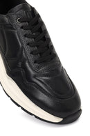 Men's Black Lace-Up Thick-Soled Leather Sneaker | Derimod Men's Black Lace-Up Thick-Soled Leather Sneaker | Derimod