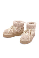 Women's Beige Thick-Soled Fur-Lined Leather Boots | Derimod Women's Beige Thick-Soled Fur-Lined Leather Boots | Derimod