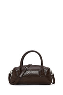 Woman Brown Long Strap Snake Print Shoulder Bag | Derimod Woman Brown Long Strap Snake Print Shoulder Bag | Derimod
