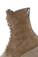 Women's Beige Thick Soled Boots Suede Leather Boots | Derimod Women's Beige Thick Soled Boots Suede Leather Boots | Derimod