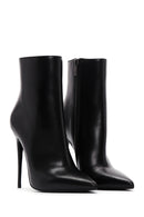 Women's Black Leather Thin Heeled Boots | Derimod Women's Black Leather Thin Heeled Boots | Derimod