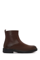 Men's Brown Zippered Leather Casual Boots | Derimod Men's Brown Zippered Leather Casual Boots | Derimod