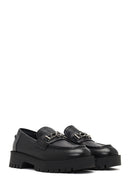 Women's Black Thick-Soled Buckled Leather Masculine Loafer | Derimod Women's Black Thick-Soled Buckled Leather Masculine Loafer | Derimod