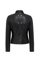 Roma Women's Black Biker Leather Jacket | Derimod Roma Women's Black Biker Leather Jacket | Derimod