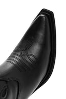 Women's Black Leather Cowboy Boots | Derimod Women's Black Leather Cowboy Boots | Derimod
