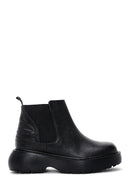 Women's Black Leather Thick Soled Boots | Derimod Women's Black Leather Thick Soled Boots | Derimod
