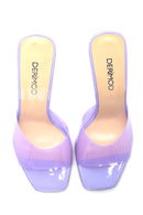 Women's Lilac Vinyl Heeled Slippers | Derimod Women's Lilac Vinyl Heeled Slippers | Derimod