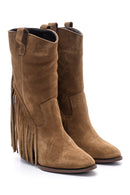 Women's Suede Leather Tasseled Boots | Derimod Women's Suede Leather Tasseled Boots | Derimod