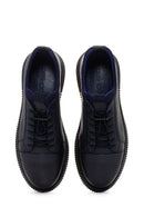 Erkek Lacivert Bağcıklı Deri Sneaker | Derimod Erkek Lacivert Bağcıklı Deri Sneaker | Derimod