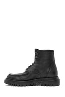 Men's Black Lace-Up Leather Combat Boots | Derimod Men's Black Lace-Up Leather Combat Boots | Derimod