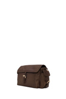 Woman Brown Fabric Crossbody Bag | Derimod Woman Brown Fabric Crossbody Bag | Derimod
